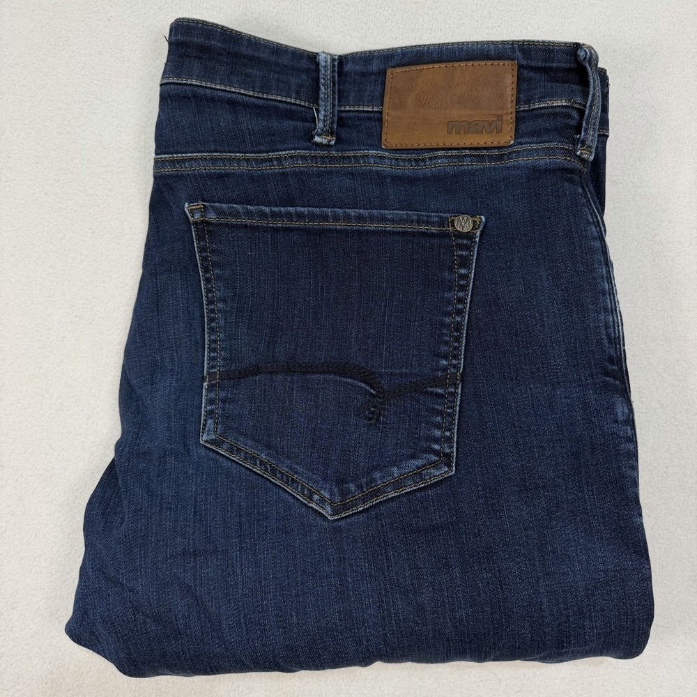 Mavi Zach Straight Leg Mens Blue Jeans Sz 42x30 Stretch Denim‎ Dark Wash